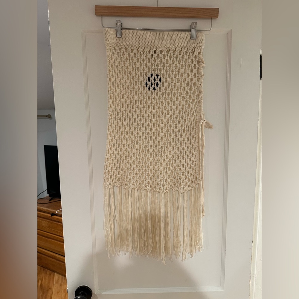 Lulu's Beige crochet swim cover up